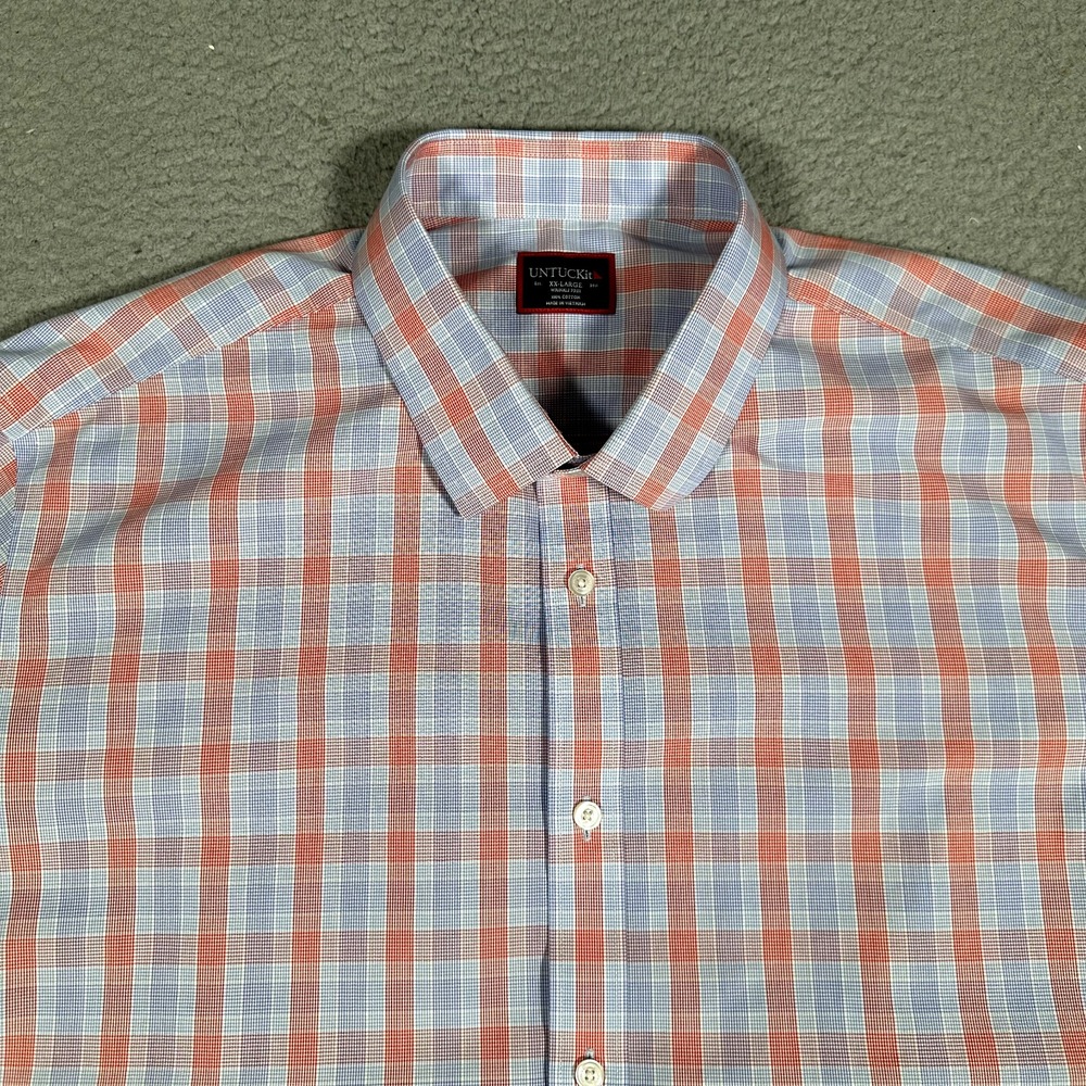 UNTUCKit Men's Casual Button-Down Shirt in Blue and Orange Plaid